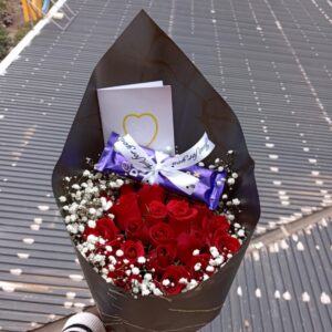 20 Red Roses with Cadbury Chocolate, flower delivery Nairobi by Upendo Blooms