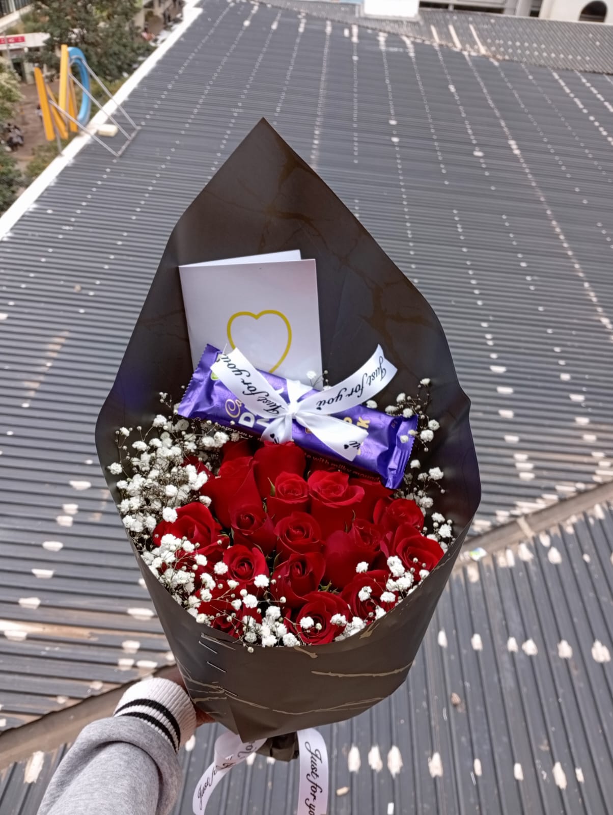 20 Red Roses with Cadbury Chocolate, flower delivery Nairobi by Upendo Blooms