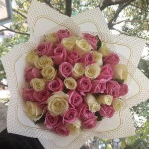 40 Mixed Pink and White Roses, flower delivery Nairobi by Upendo Blooms