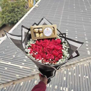 40 Roses with Ferrero Rocher Box, flower delivery Nairobi by Upendo Blooms