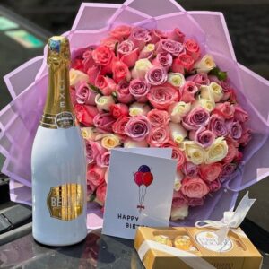 Birthday Combo, Flowers, Cake, Wine and Gifts, flower delivery Nairobi by Upendo Blooms