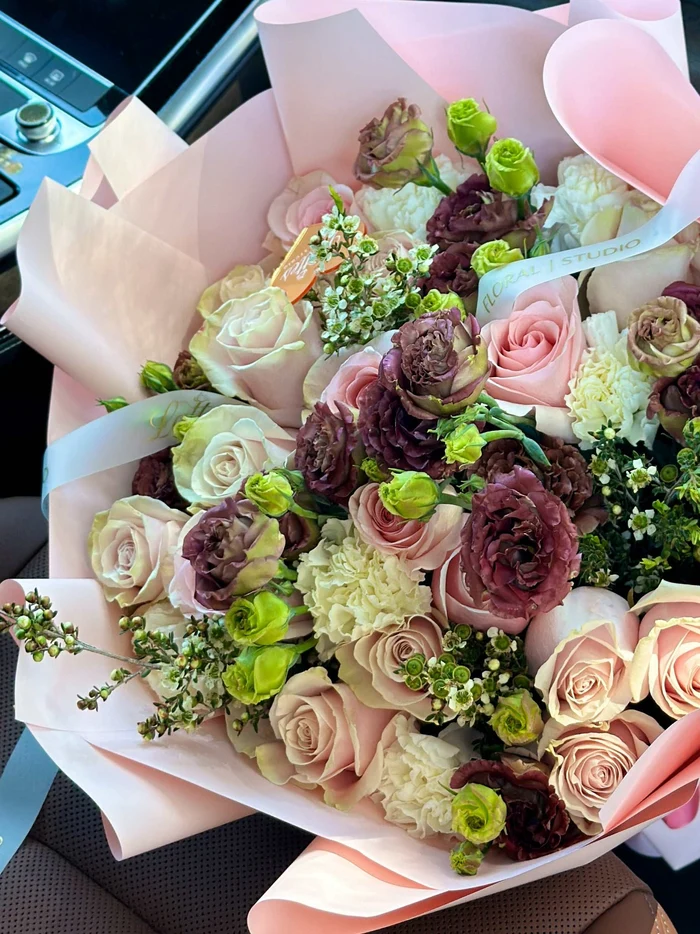 Blush & Cream Romance Bouquet, Pink Roses & Lisianthus, flower delivery Nairobi by Upendo Blooms