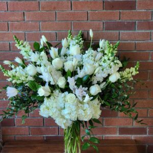 Condolence Vase Arrangement, White & Sage, flower delivery Nairobi by Upendo Blooms