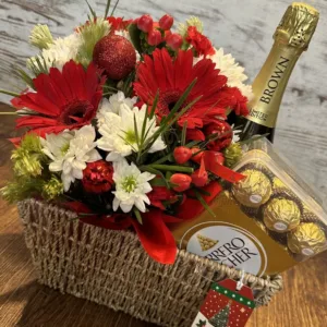 Festive Cheer Hamper, Blooms, Wine & Treats, flower delivery Nairobi by Upendo Blooms