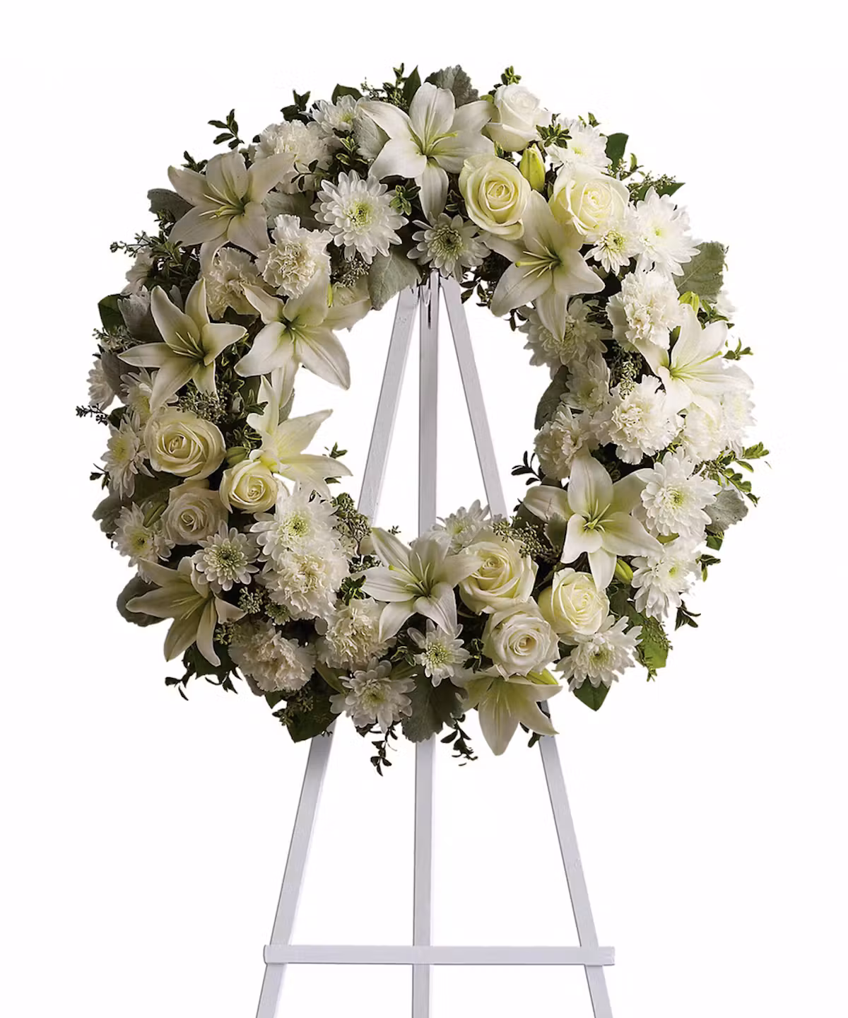Funeral Standing Wreath, Classic White, flower delivery Nairobi by Upendo Blooms