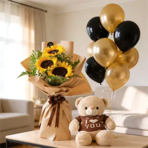 Little Sunshine, Kids' Birthday Bouquet & Teddy Bear, flower delivery Nairobi by Upendo Blooms