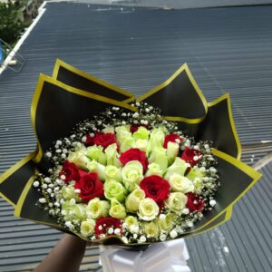 Mixed White and Red Roses Bouquet, flower delivery Nairobi by Upendo Blooms