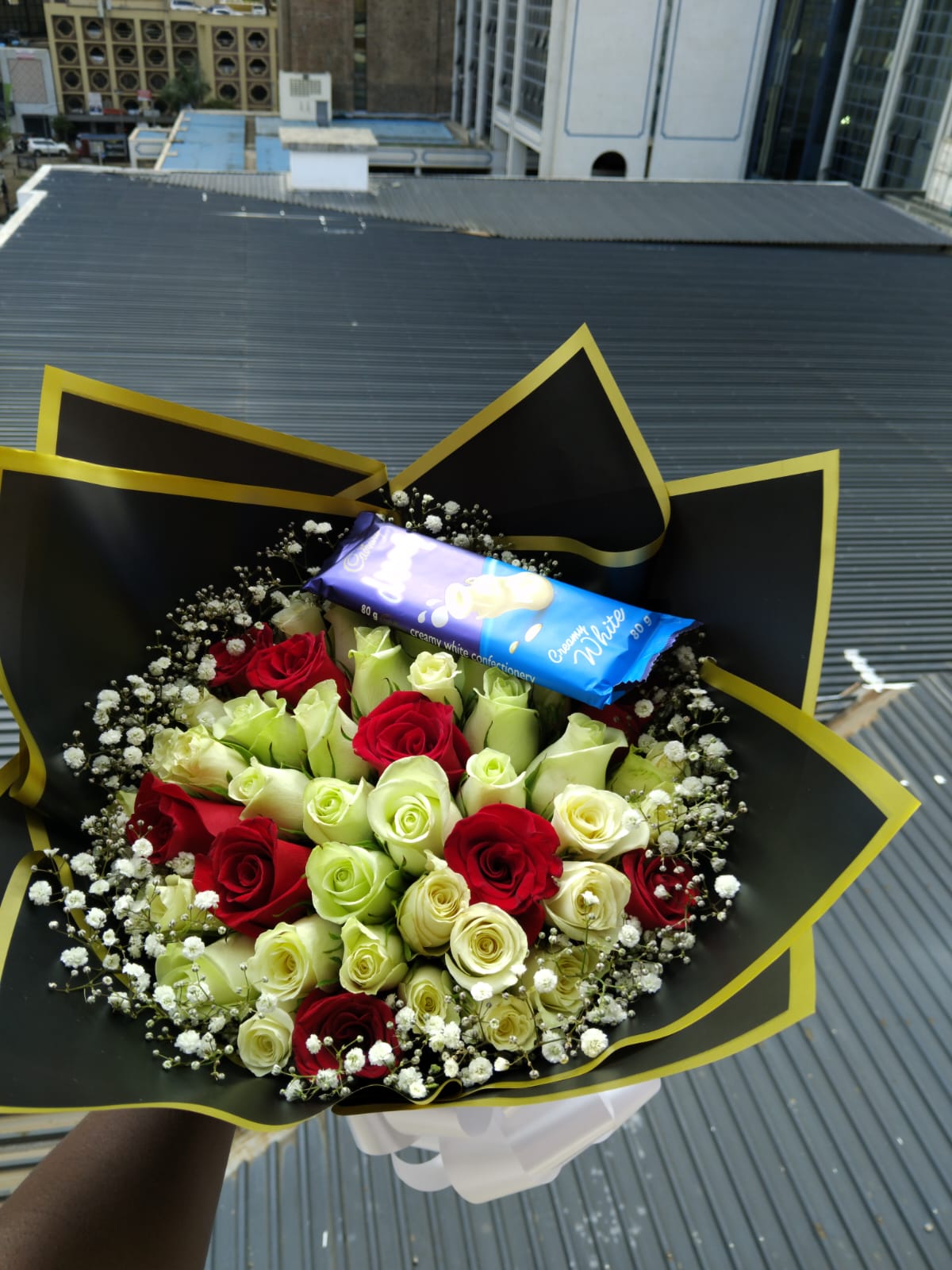 Mixed White and Rose Bouquet, flower delivery Nairobi by Upendo Blooms
