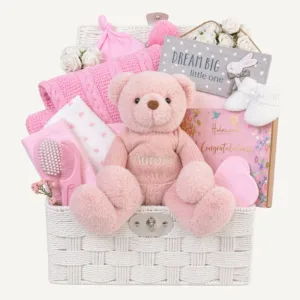 New Baby Gift Set, Blooms, Teddy & Baby Blanket, flower delivery Nairobi by Upendo Blooms