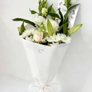 Peaceful Rest Sympathy Bouquet, White Roses & Lilies, flower delivery Nairobi by Upendo Blooms