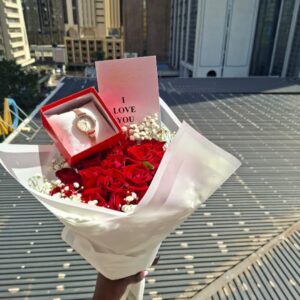 Red Roses with a Watch Gift Set, flower delivery Nairobi by Upendo Blooms