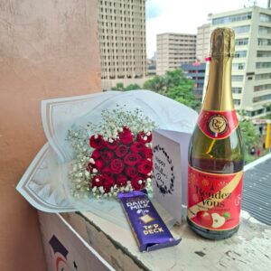 Romantic Bouquet, Red Roses Hand Tied, flower delivery Nairobi by Upendo Blooms