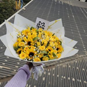 Sunflowers with Yellow Roses Bouquet, flower delivery Nairobi by Upendo Blooms